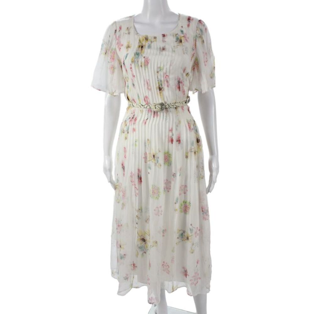 Gabriela Hearst Womens Silk Floral Midi Dress Short Sleeve Zip Size S
